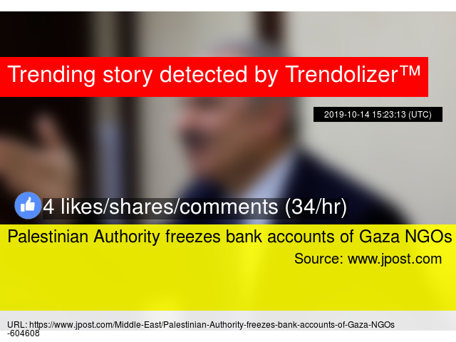 Palestinian Authority Freezes Bank Accounts Of Gaza Ngos